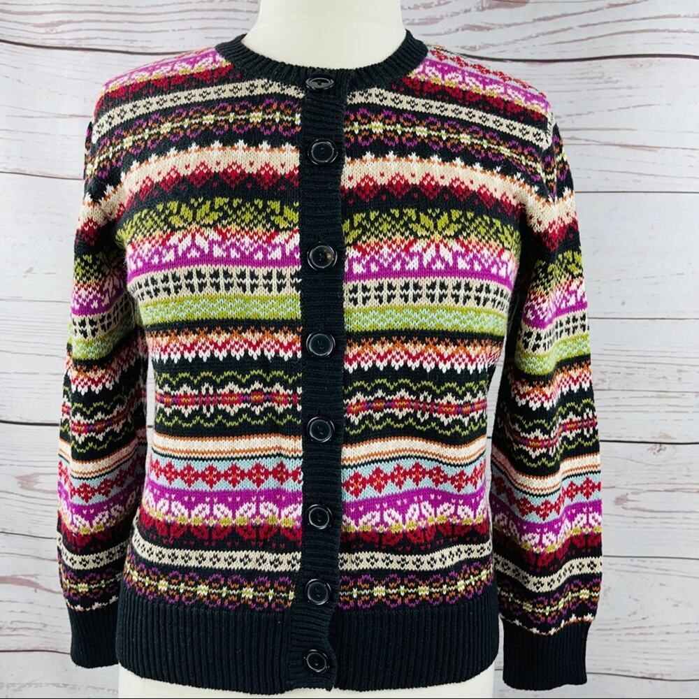 Tiara International multicolor nordic style sweater cardigan